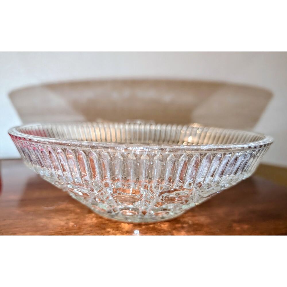 Vintage Federal Clear Glass Windsor Button & Cane Design Bowl